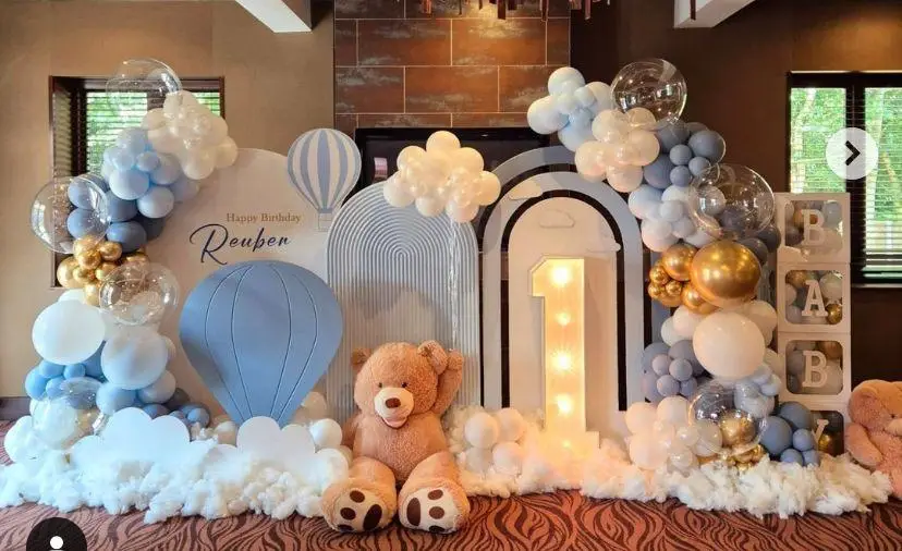 Teddy Bear Cloud & Stars Backdrop