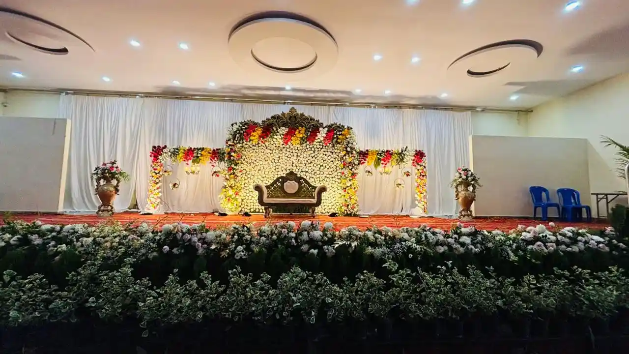 Golden Mandap Stage Architecture