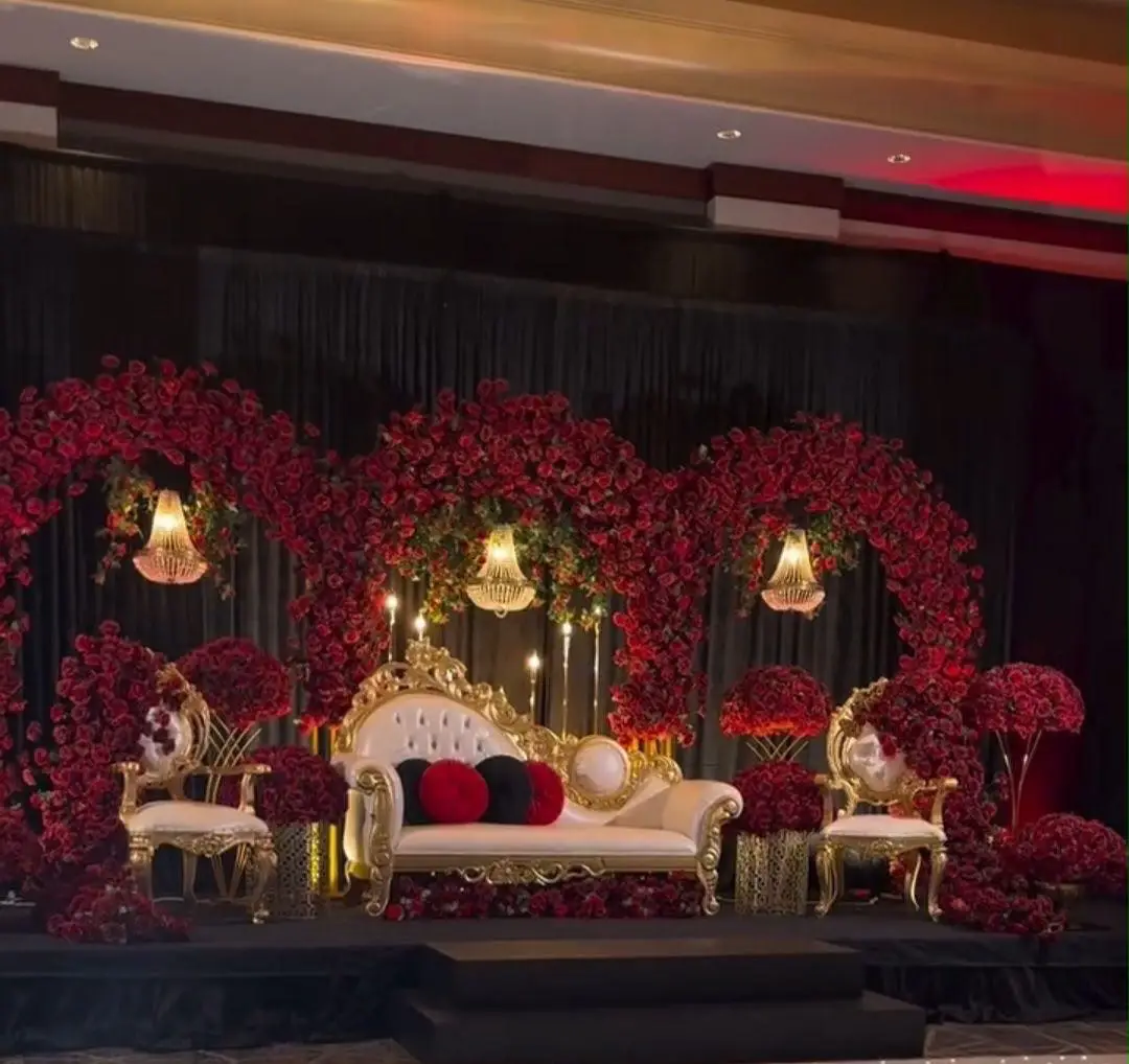 Red Rose Stage Backdrop Setup